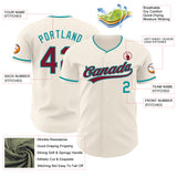 Custom Cream Crimson-Teal Authentic Baseball Jersey