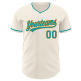 Custom Cream Teal-Old Gold Authentic Baseball Jersey