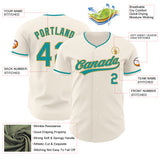 Custom Cream Teal-Old Gold Authentic Baseball Jersey