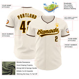 Custom Cream Brown-Gold Authentic Baseball Jersey