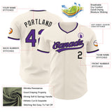 Custom Cream Purple-Black Authentic Baseball Jersey