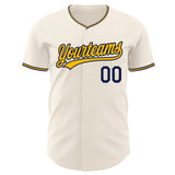 Custom Cream Gold-Navy Authentic Baseball Jersey