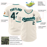 Custom Cream Black-Teal Authentic Baseball Jersey