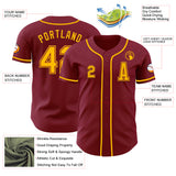 Custom Crimson Gold Authentic Baseball Jersey