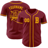 Custom Crimson Gold Authentic Baseball Jersey
