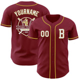 Custom Crimson White-Old Gold Authentic Baseball Jersey
