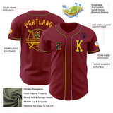 Custom Crimson Navy-Gold Authentic Baseball Jersey
