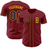 Custom Crimson Navy-Gold Authentic Baseball Jersey