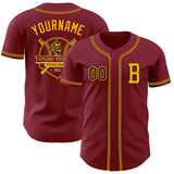 Custom Crimson Black-Gold Authentic Baseball Jersey