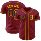 Custom Crimson Black-Gold Authentic Baseball Jersey