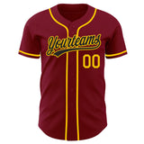 Custom Crimson Yellow Authentic Baseball Jersey