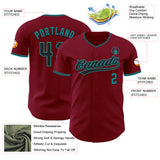 Custom Crimson Black-Teal Authentic Baseball Jersey