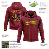 Custom Stitched Crimson Navy-Gold Baseball Pullover Sweatshirt Hoodie