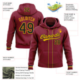 Custom Stitched Crimson Black-Gold Baseball Pullover Sweatshirt Hoodie