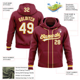 Custom Stitched Crimson White-Gold Baseball Pullover Sweatshirt Hoodie