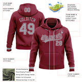 Custom Stitched Crimson Gray-White Baseball Pullover Sweatshirt Hoodie
