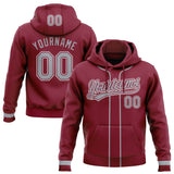 Custom Stitched Crimson Gray-White Baseball Pullover Sweatshirt Hoodie