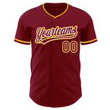 Custom Crimson White-Yellow Authentic Baseball Jersey