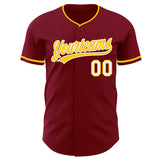 Custom Crimson Yellow-White Authentic Baseball Jersey