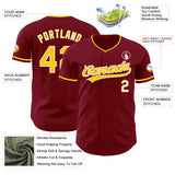 Custom Crimson Yellow-White Authentic Baseball Jersey
