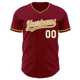 Custom Crimson Old Gold-White Authentic Baseball Jersey