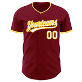 Custom Crimson White-Yellow Authentic Baseball Jersey