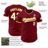 Custom Crimson White-Yellow Authentic Baseball Jersey
