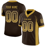 Custom Brown Old Gold-Cream Mesh Drift Fashion Football Jersey