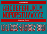 Custom Teal Red-White Drift Fashion Football Jersey