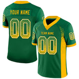 Custom Kelly Green Gold-White Drift Fashion Football Jersey