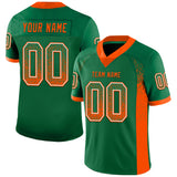Custom Kelly Green Orange-White Drift Fashion Football Jersey