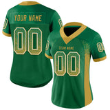 Custom Kelly Green Old Gold-White Drift Fashion Football Jersey