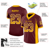 Custom Burgundy Gold-White Drift Fashion Football Jersey