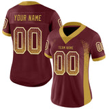 Custom Burgundy Old Gold-White Drift Fashion Football Jersey