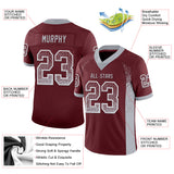 Custom Burgundy Gray-White Drift Fashion Football Jersey