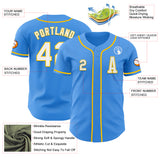 Custom Electric Blue White-Yellow Authentic Baseball Jersey