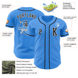Custom Electric Blue Black-White Authentic Baseball Jersey