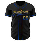Custom Black Old Gold-Royal Authentic Fade Fashion Baseball Jersey