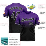 Custom Purple Black-Gray Fade Fashion Performance T-Shirt