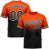 Custom Orange Black-White Fade Fashion Performance T-Shirt