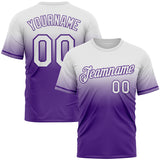 Custom White Purple Fade Fashion Performance T-Shirt