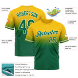 Custom Yellow Kelly Green-White Fade Fashion Performance T-Shirt
