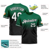 Custom Kelly Green White-Black Fade Fashion Performance T-Shirt