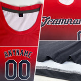 Custom Gray Red-Black Fade Fashion Performance T-Shirt