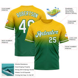 Custom Yellow White-Kelly Green Fade Fashion Performance T-Shirt