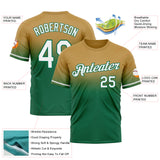 Custom Old Gold White-Kelly Green Fade Fashion Performance T-Shirt