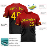 Custom Red Yellow-Black Fade Fashion Performance T-Shirt