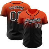 Custom Orange Black-White Authentic Fade Fashion Baseball Jersey