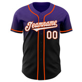Custom Purple Black-Orange Authentic Fade Fashion Baseball Jersey