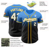Custom Electric Blue Black-Yellow Authentic Fade Fashion Baseball Jersey